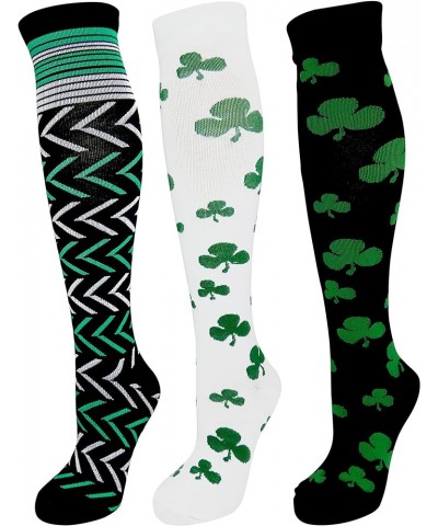 St. Patrick's Day Knee High Compression Socks Irish Designs for St. Patty's Day Green $14.10 Activewear