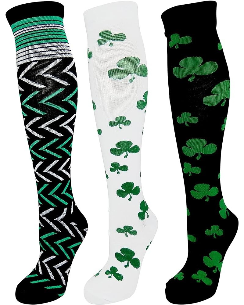 St. Patrick's Day Knee High Compression Socks Irish Designs for St. Patty's Day Green $14.10 Activewear