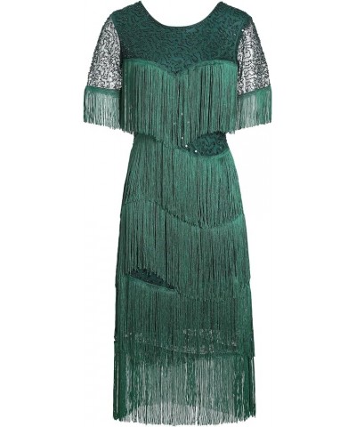 1920s Sequin Vintage Dress Beaded Gatsby Flapper Dress with Accessories Set Tassel 2 & Green $30.55 Sets