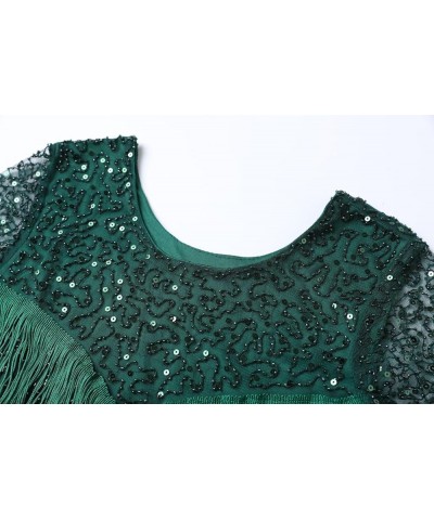 1920s Sequin Vintage Dress Beaded Gatsby Flapper Dress with Accessories Set Tassel 2 & Green $30.55 Sets