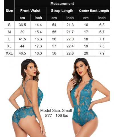 Women One Piece Lingerie Lace Bodysuit Deep V Teddy Mini Babydoll Blue Green $9.89 Bodysuits