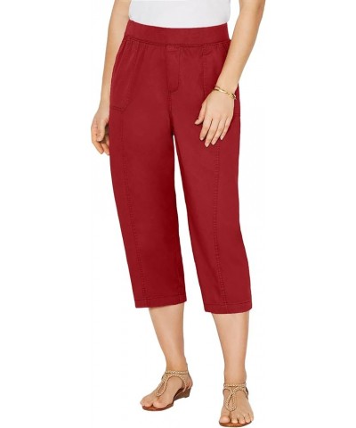 Women's Plus Size Knit Waist Cargo Capri Red $24.67 Pants