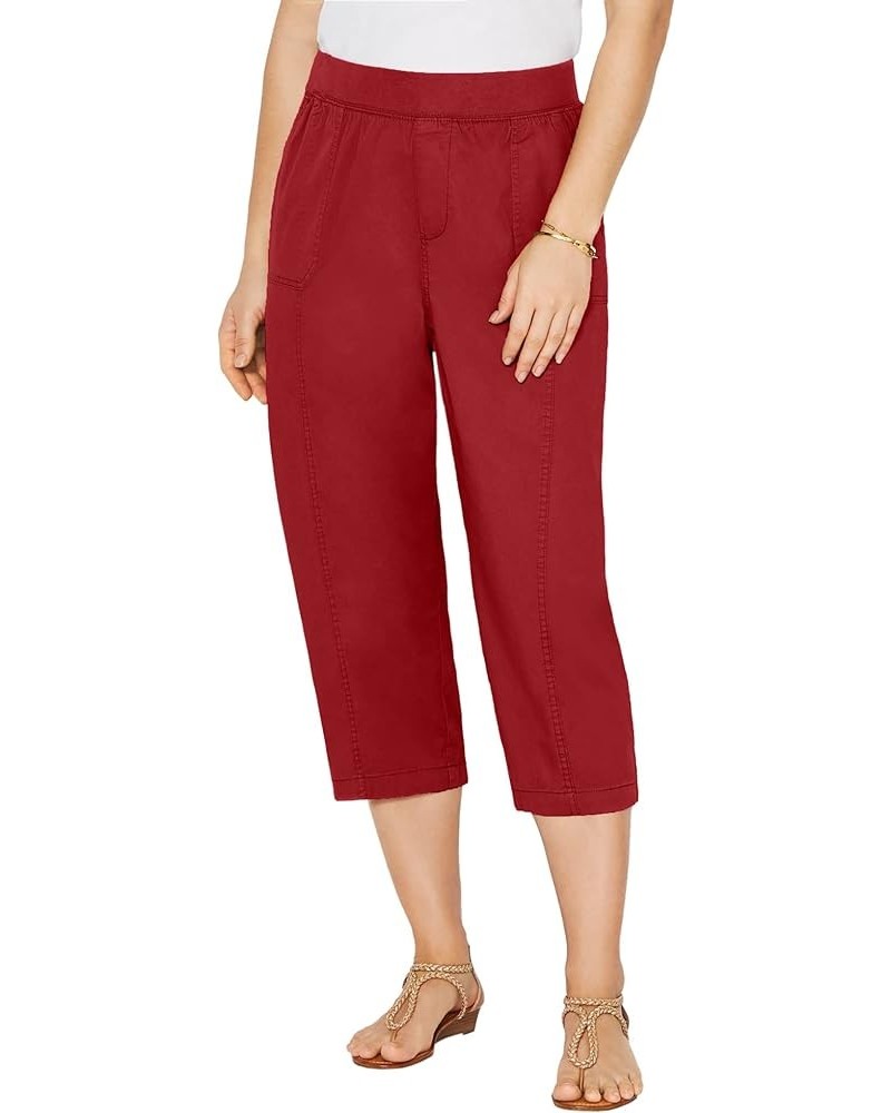 Women's Plus Size Knit Waist Cargo Capri Red $24.67 Pants