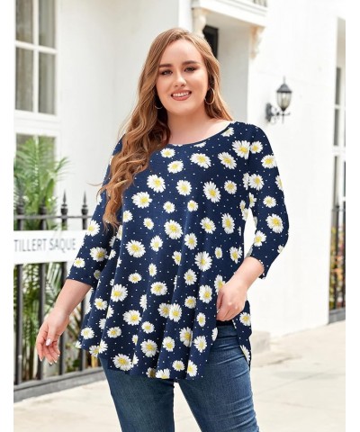 Women Casual Loose Fit Swing Flare Tunic Tops Basic Plus Size Flowy Shirt 3-navy Blue &Long $8.84 Tops