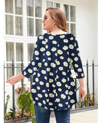 Women Casual Loose Fit Swing Flare Tunic Tops Basic Plus Size Flowy Shirt 3-navy Blue &Long $8.84 Tops