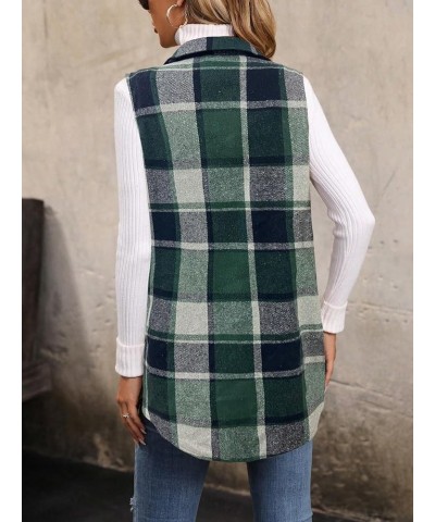 Women's Plus Size Plaid Vest Coat Button Down Sleeveless Coat Jacket Outerwear Green $21.59 Vests