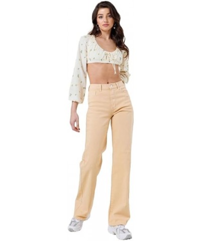 Women's High Waisted Wide Cut Straight Leg Jeans Nude $40.80 Jeans