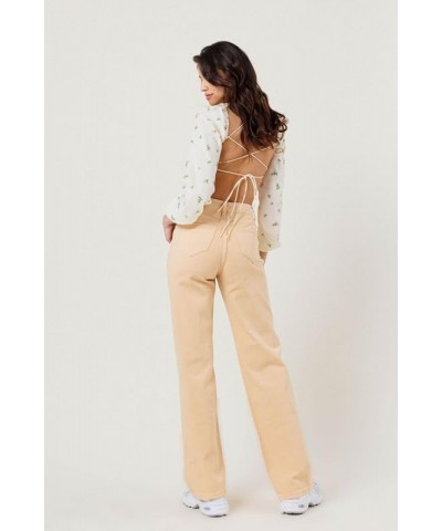 Women's High Waisted Wide Cut Straight Leg Jeans Nude $40.80 Jeans