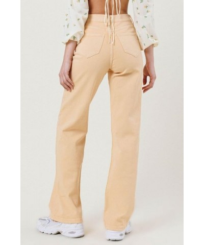 Women's High Waisted Wide Cut Straight Leg Jeans Nude $40.80 Jeans