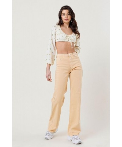 Women's High Waisted Wide Cut Straight Leg Jeans Nude $40.80 Jeans