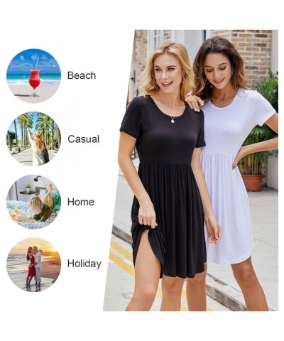 Women's 2024 Summer Short Sleeve Casual Dresses Hide Belly Fat Loose Fit Sundress with Pockets Molasses Red $17.94 Dresses