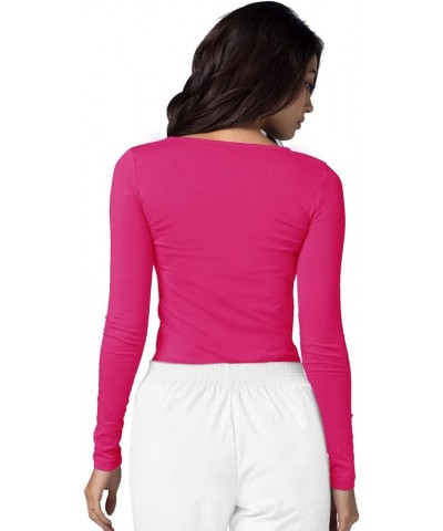 Adar Underscrubs for Women 3 Pack - Long Sleeve Underscrub Comfort Tee Fuchsia $20.07 Tops