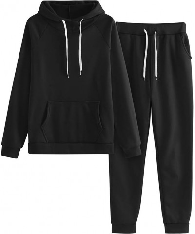 Plus Size Two Piece Sets For Women Casual Letter Graphic Hooded Sweatshirt Jogging Pant Sport Drawstring Tracksuits Black $15...