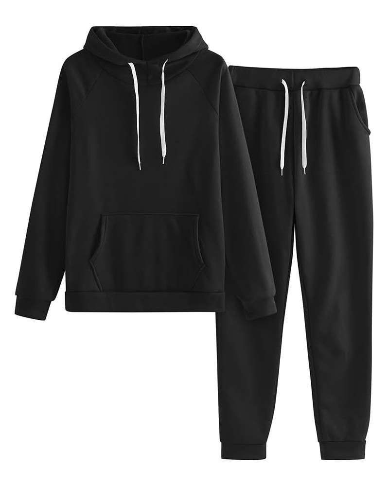 Plus Size Two Piece Sets For Women Casual Letter Graphic Hooded Sweatshirt Jogging Pant Sport Drawstring Tracksuits Black $15...