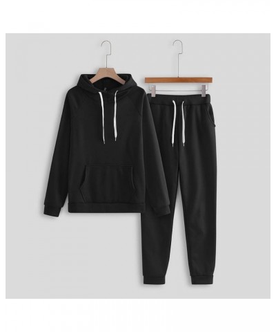 Plus Size Two Piece Sets For Women Casual Letter Graphic Hooded Sweatshirt Jogging Pant Sport Drawstring Tracksuits Black $15...