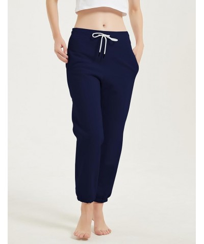 Women's Grey Cotton Straight Jogger Pants with Pockets Navy $15.75 Activewear