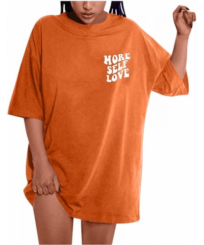 Womens Tops Fashion Oversized T Shirts Short Sleeve Tees Casual 2023 Spring Summer Clothes Letter T-Shirt Orange $5.00 T-Shirts