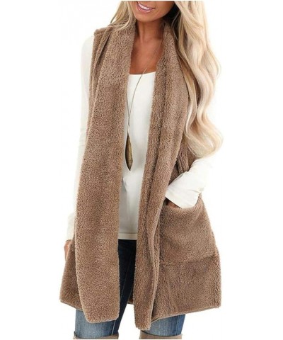 Women's Fleece Vest Casual Fuzzy Sleeveless Cozy Coats Lightweight Vest Winter Warm Sherpa Jacket With Pockets 06♛khaki $8.39...