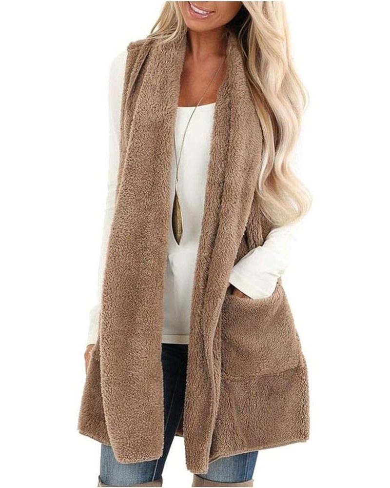 Women's Fleece Vest Casual Fuzzy Sleeveless Cozy Coats Lightweight Vest Winter Warm Sherpa Jacket With Pockets 06♛khaki $8.39...