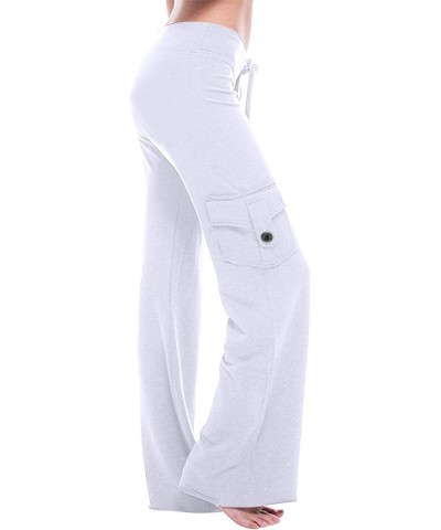 High Waists Cargo Pants for Women Plus Size Workout Leggings Stretchy Bootcut Wide Leg Yoga Gym Loose Pants White $8.26 Pants