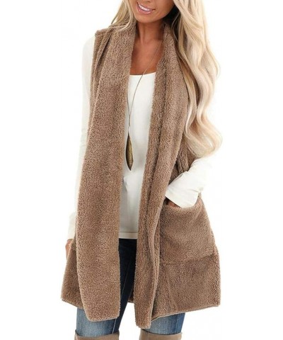 Women's Fleece Vest Casual Fuzzy Sleeveless Cozy Coats Lightweight Vest Winter Warm Sherpa Jacket With Pockets 06♛khaki $8.39...