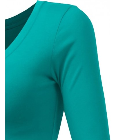 Womens Light Weight Basic Long Sleeve Round Scoop Neck Shirt S-3XL Newt79-green $7.19 T-Shirts