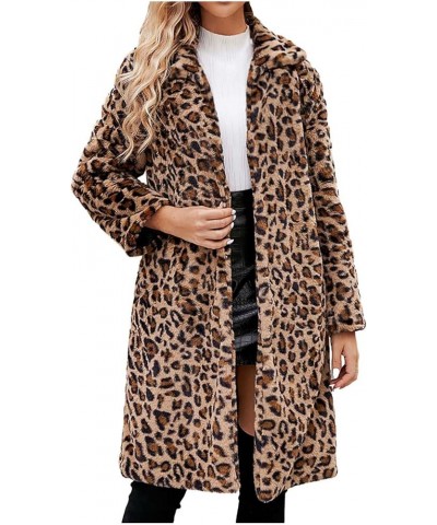 Womens Winter Coats Vintage Leopard Print Fleece Jacket Warm Faux Fur Outerwear Casual Open Front Long Sleeve Cardigan 05_bro...