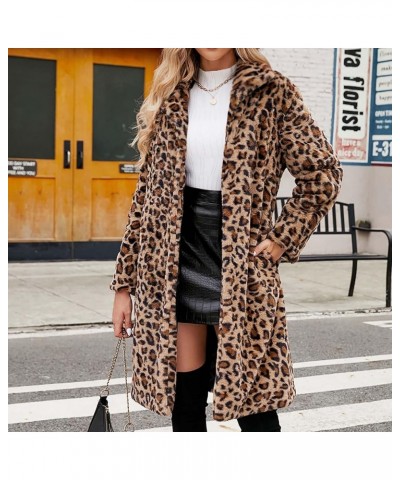 Womens Winter Coats Vintage Leopard Print Fleece Jacket Warm Faux Fur Outerwear Casual Open Front Long Sleeve Cardigan 05_bro...