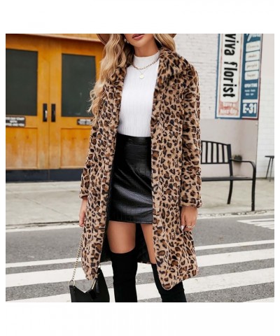 Womens Winter Coats Vintage Leopard Print Fleece Jacket Warm Faux Fur Outerwear Casual Open Front Long Sleeve Cardigan 05_bro...