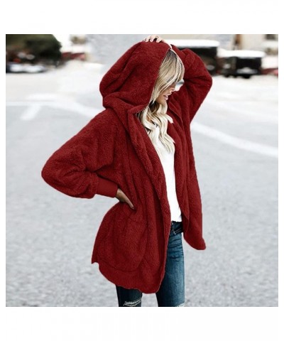 Winter Coats for Women 2023 Fleece Lined Sherpa Jacket Womens Long Sleeve Plus Size Zip Up Hoodie Clothes Outfits Win3-wine $...