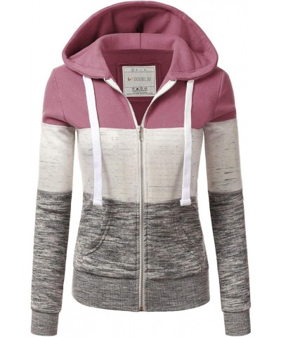 Womens Long Sleeve Zip Up Hoodie Top Color Block Basic Casual Hooded Sweatshirt Awohol172_mauvepink $16.81 Hoodies & Sweatshirts