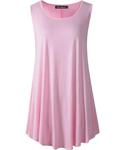 Women's Sleeveless Swing Tunic Summer Floral Flare Tank Top Pink $14.39 Tops