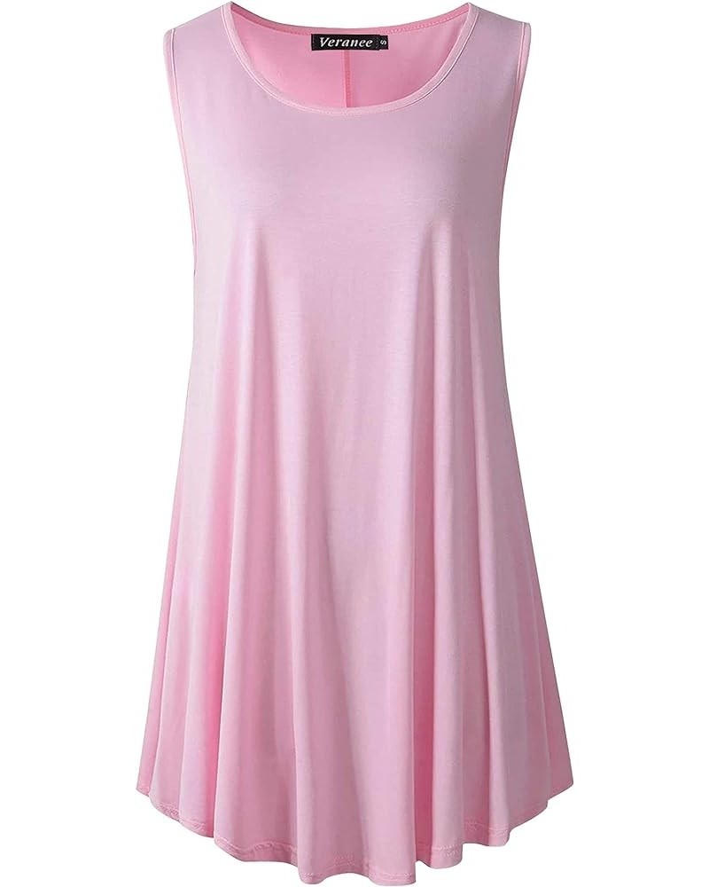 Women's Sleeveless Swing Tunic Summer Floral Flare Tank Top Pink $14.39 Tops