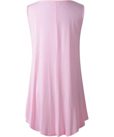 Women's Sleeveless Swing Tunic Summer Floral Flare Tank Top Pink $14.39 Tops