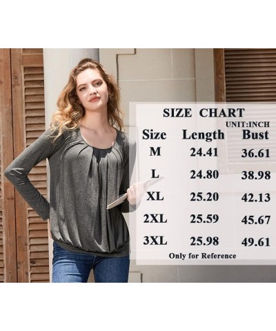 2024 Women's Winter Spring Tunic Tops Long Sleeve Casual Tshirt for Leggings Pleated Loose Blouses Black $11.75 Tops