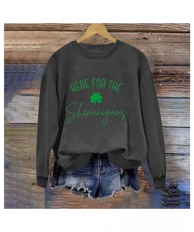 St Patricks Day Shirt Women Funny Shamrock Gnome Crewneck Sweatshirts Long Sleeve Tops Loose Casual Pullover Tunics Deals of ...