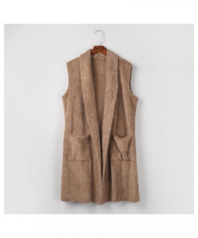 Women's Fleece Vest Casual Fuzzy Sleeveless Cozy Coats Lightweight Vest Winter Warm Sherpa Jacket With Pockets 06♛khaki $8.39...