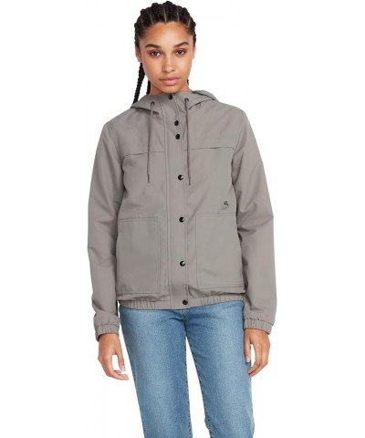 Women's Enemy Stone Hooded Zip Front Windbreaker Jacket (Regular & Plus Size) Gunmetal Grey $34.00 Jackets