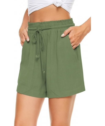 Summer Lounge Shorts for Women Fashion Linen Wide Leg Flowy Comfy Pants 3-green $19.79 Sleep & Lounge