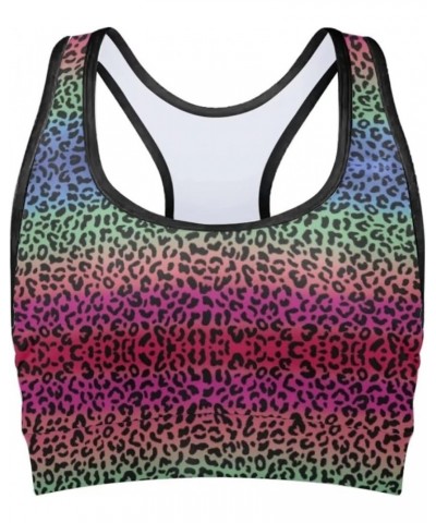 Sports Bras for Women Comfortable Workout Yoga High Impact Sports Bar Colorful Leopard Print $11.87 Activewear