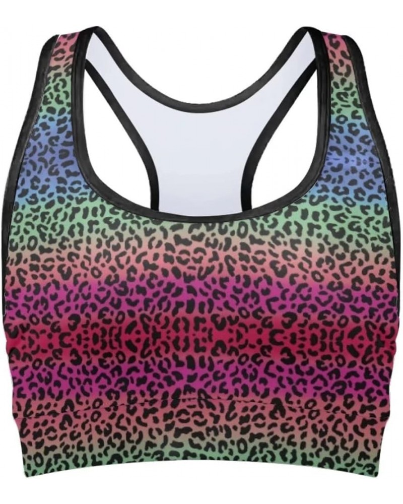 Sports Bras for Women Comfortable Workout Yoga High Impact Sports Bar Colorful Leopard Print $11.87 Activewear