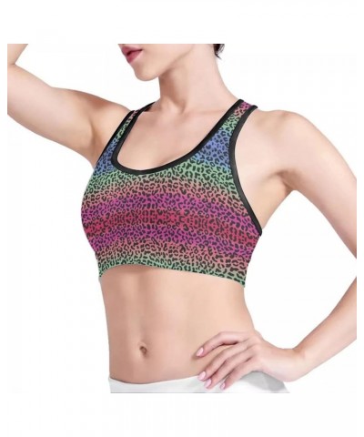 Sports Bras for Women Comfortable Workout Yoga High Impact Sports Bar Colorful Leopard Print $11.87 Activewear