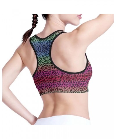 Sports Bras for Women Comfortable Workout Yoga High Impact Sports Bar Colorful Leopard Print $11.87 Activewear