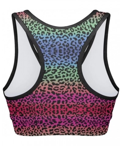 Sports Bras for Women Comfortable Workout Yoga High Impact Sports Bar Colorful Leopard Print $11.87 Activewear