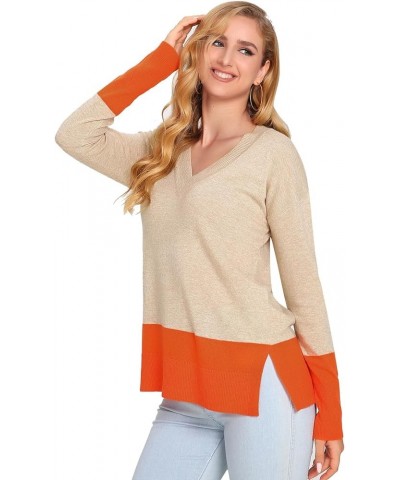 Womens Sweaters,v Neck Sweater Women,Womens Fall Sweater,Lightweight Pullover for Women with Slit Apricot $35.39 Sweaters