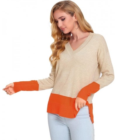 Womens Sweaters,v Neck Sweater Women,Womens Fall Sweater,Lightweight Pullover for Women with Slit Apricot $35.39 Sweaters