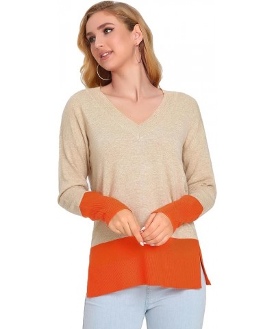 Womens Sweaters,v Neck Sweater Women,Womens Fall Sweater,Lightweight Pullover for Women with Slit Apricot $35.39 Sweaters