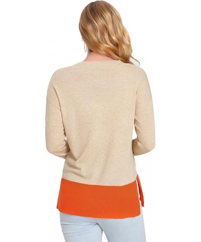 Womens Sweaters,v Neck Sweater Women,Womens Fall Sweater,Lightweight Pullover for Women with Slit Apricot $35.39 Sweaters