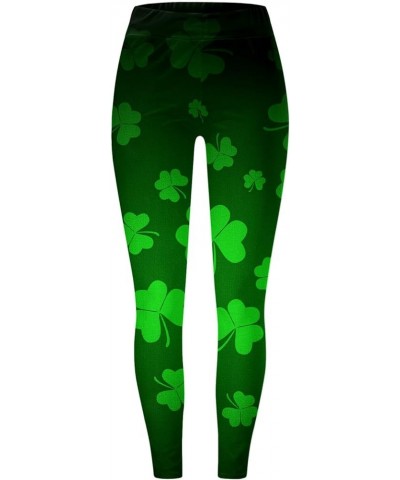 Women's St. Patrick's Day Leggings Stretchy Graphic Printed Green Four Leaf Clover Stretchy Graphic Printed Legging Tights Z1...