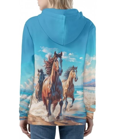 Zip Up Hoodie Women Long Sleeve Drawstring Sweatshirt Jackets Streetwear Horse 2 $16.27 Hoodies & Sweatshirts